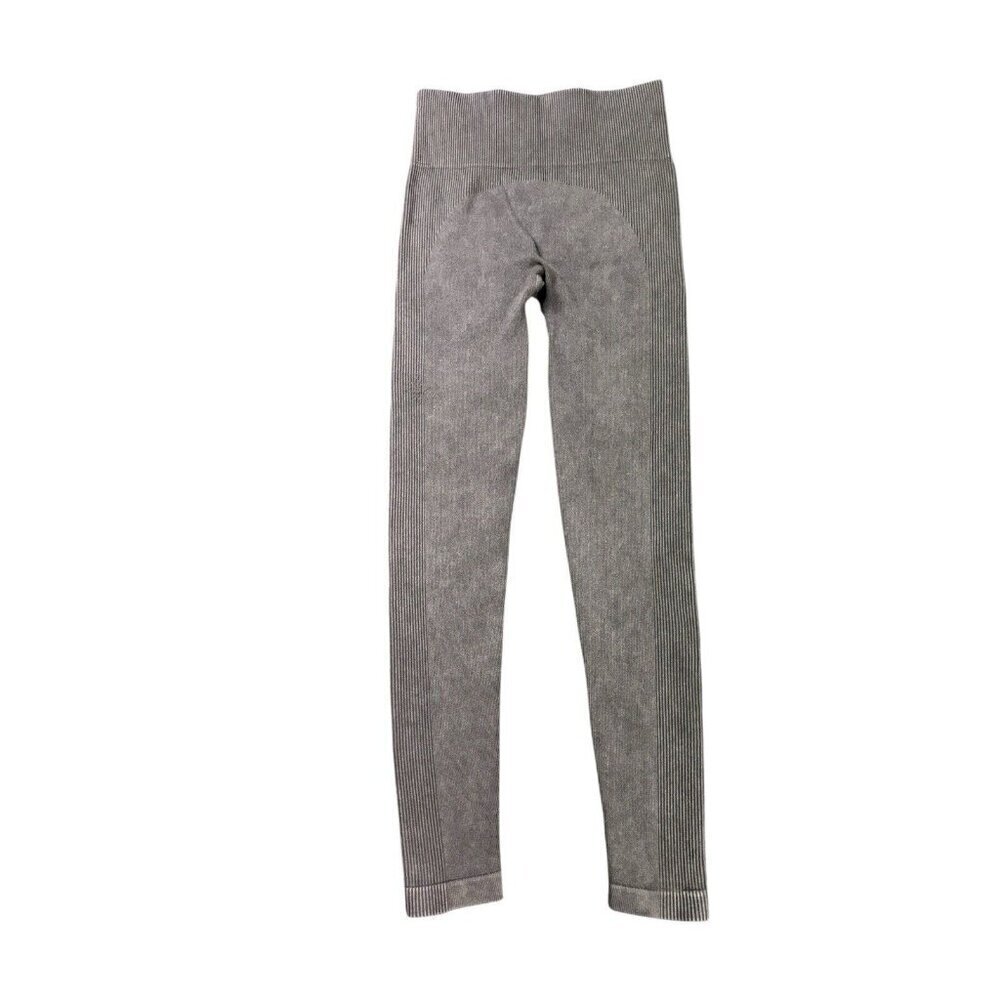 Spanx Seamless Sculpt Chevron Ribbed Cropped Grey Green Leggings Size Small